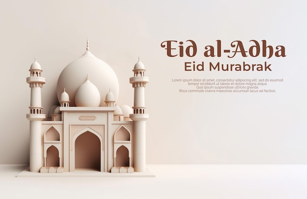 Un annuncio di eid al è su uno sfondo bianco con un banner per eid al ad mubarak.