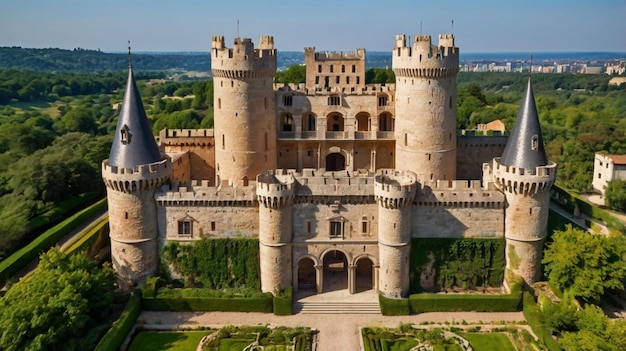 Foto un castello con un castello in cima