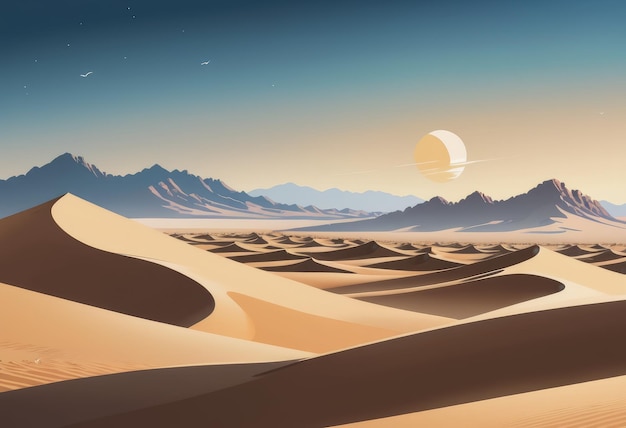 Un drammatico paesaggio desertico con alte dune di sabbia