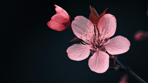 un fiore rosa con la parola " primavera " sopra