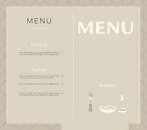 Foto un menu per il menu del ristorante chiamato menu