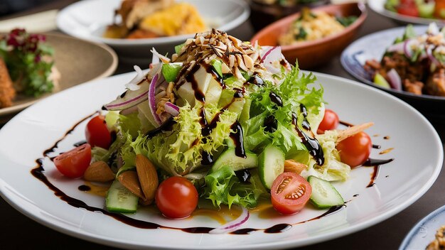 Un piatto di insalata con verdure fresche