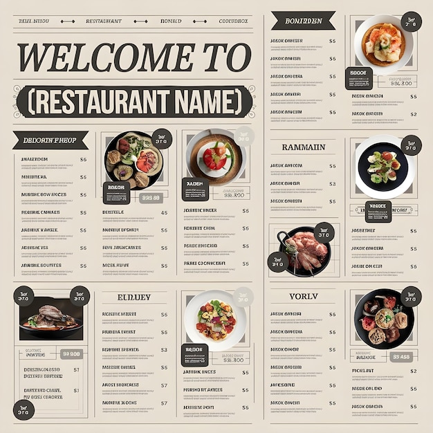 Foto un poster che dice benvenuto al menu del fast food del ristorante visualizzato in un layout e una consistenza adeguati