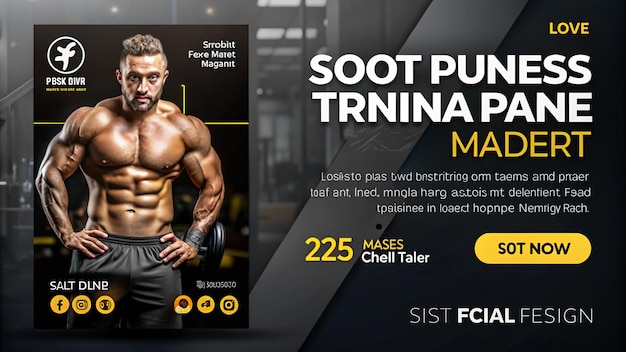 Foto un poster per un uomo con un bodybuilder su di esso