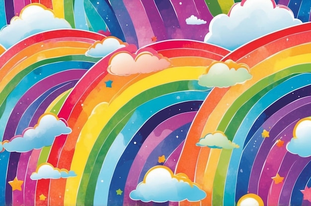 Una carta da parati colorata con un disegno arcobaleno