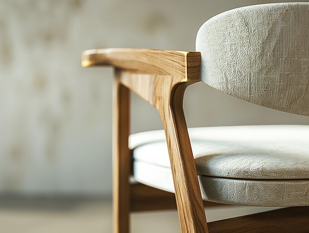 Una sedia con un cuscino e una cornice di legno