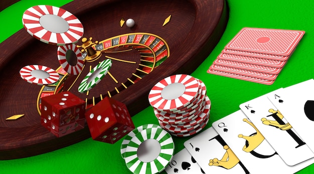 3D rendem de artigos do casino