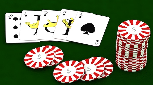 Foto grátis 3d rendem do casino chips e cartões de jogo