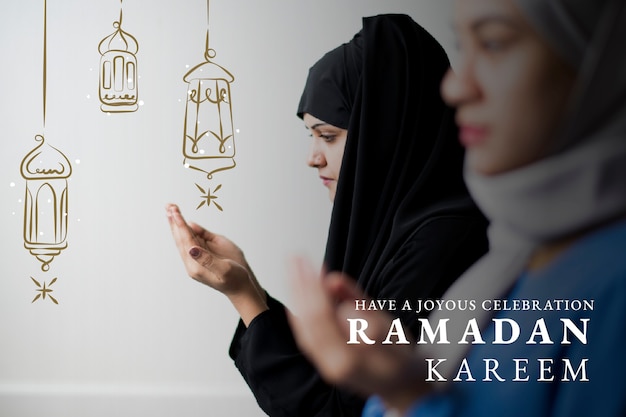 Foto grátis banner do ramadan kareem com saudação