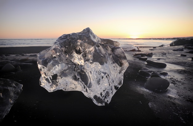 Foto grátis belas paisagens de jokulsarlon, glacier lagoon, islândia, europa durante o pôr do sol