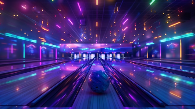 Foto grátis bowlingue com luzes de néon