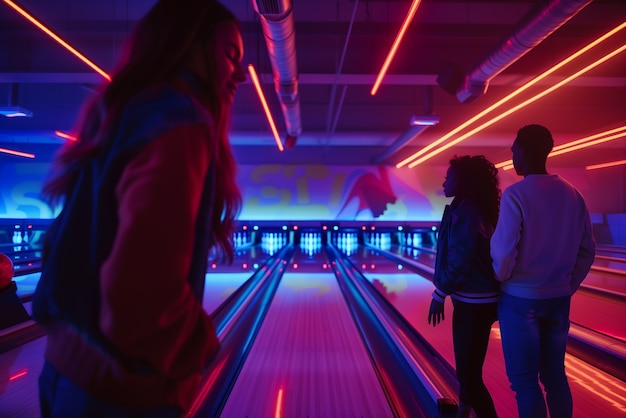 Foto grátis bowlingue com luzes de néon