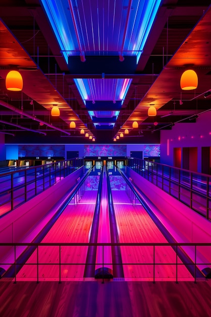 Foto grátis bowlingue com luzes de néon