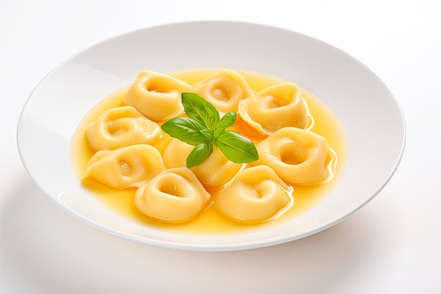 Foto grátis cappelletti em brodo sopa italiana tradicional em mesa de madeira