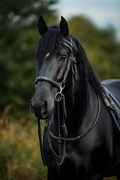 Foto grátis cavalo parado no meio do pasto