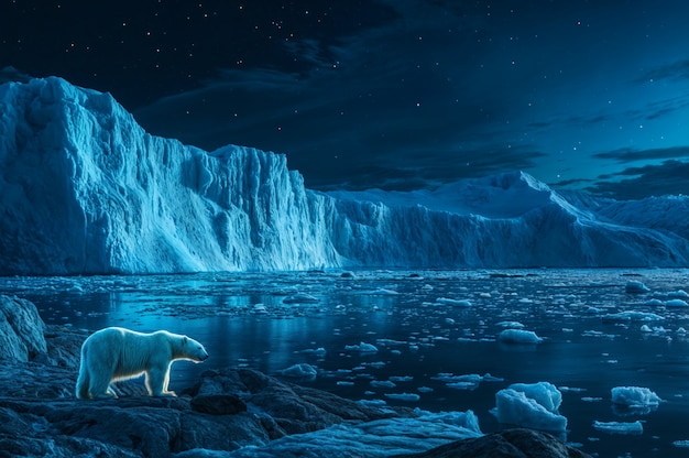 Foto grátis cena noturna com geleira natural