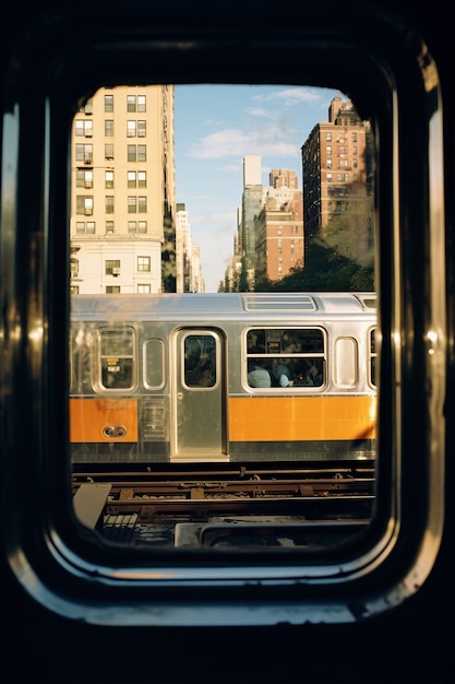 Foto grátis cidade de nova york vista da janela do trem