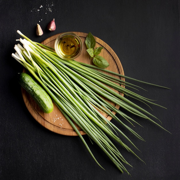 Foto grátis composição plana de deliciosos vegetais frescos