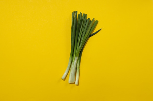 Foto grátis conceito de cebola verde de alimentos crus frescos de vegetais frescos