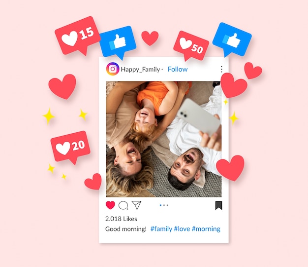 Foto grátis conceito de mídia social com emojis e ícones