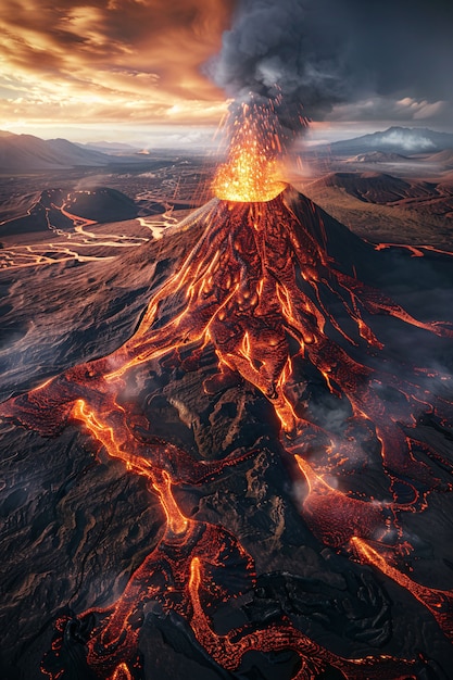 Foto grátis desastre natural de cratera vulcânica