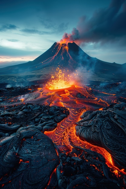 Foto grátis desastre natural erupção vulcânica