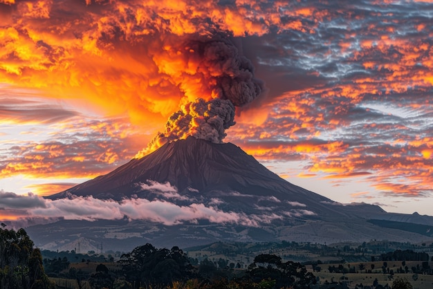 Foto grátis desastre natural erupção vulcânica