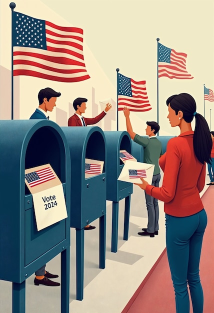 Foto grátis eleições dos estados unidos de 2024 ilustradas