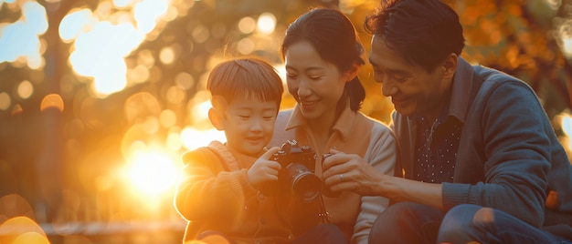 Foto grátis família que cria conteúdos digitais