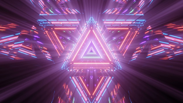 Foto grátis figura triangular geométrica em luz de laser neon