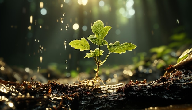 Foto grátis folhas verdes frescas crescem em árvore simbolizando nova vida na natureza gerada pela inteligência artificial