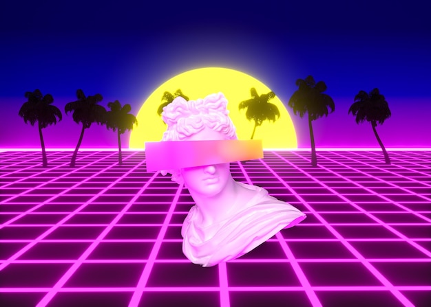 Foto grátis formas 3d retrô em estilo vaporwave