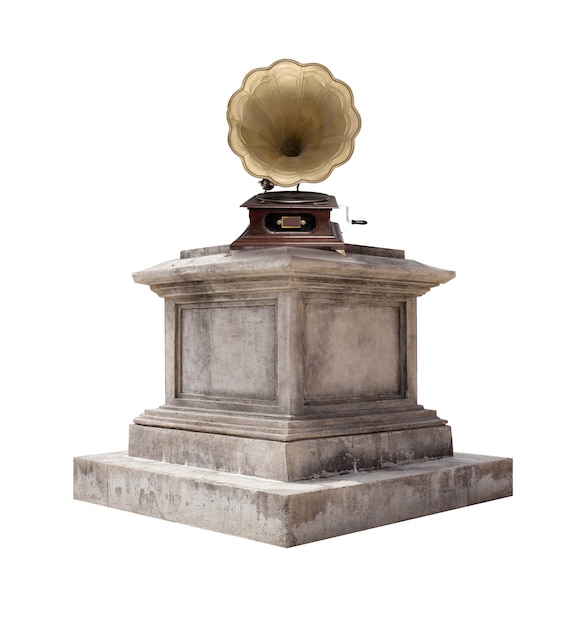 Foto grátis gramophone em um pedestal de mármore