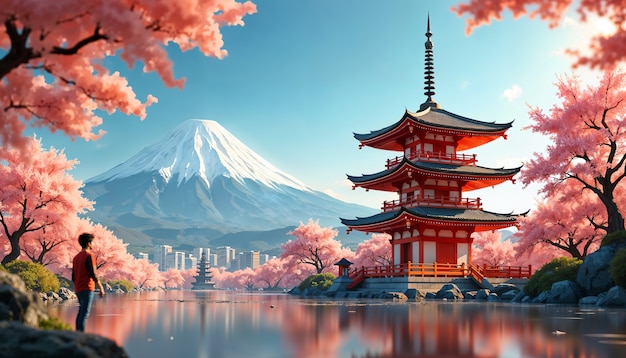 Foto grátis ilustração de uma cidade japonesa