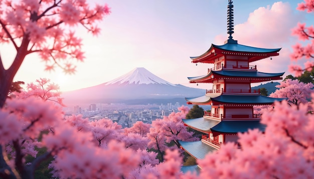 Foto grátis ilustração de uma cidade japonesa