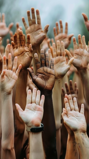 Foto grátis mãos de diferentes etnias e cores de pele se unindo em sinal de diversidade