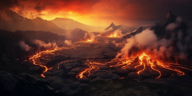 Foto grátis paisagem de lava e vulcão