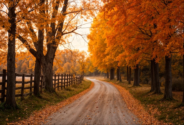 Foto grátis paisagem de outono da estrada florestal