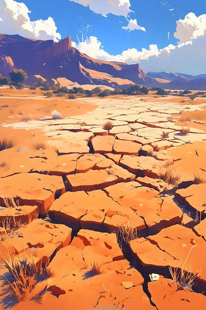 Foto grátis paisagem natural com deserto de desenho animado e natureza seca