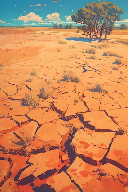 Foto grátis paisagem natural com deserto de desenho animado e natureza seca