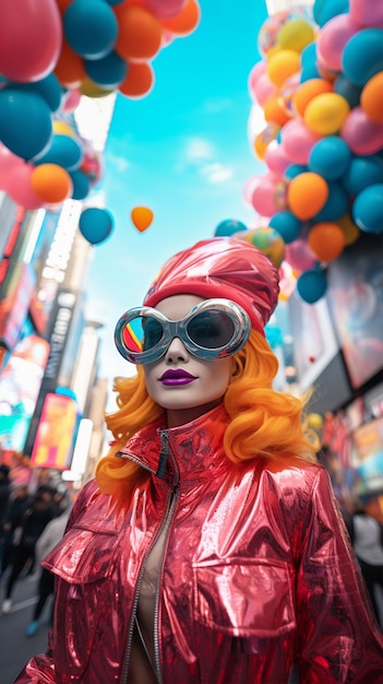 Foto grátis personagem futurista em retrato de carnaval