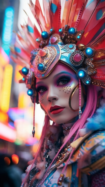 Foto grátis personagem futurista em retrato de carnaval