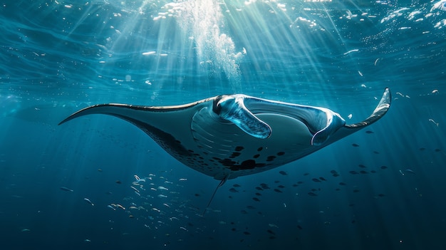 Foto grátis raia-manta realista na água do mar