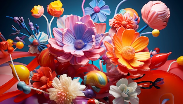 Foto grátis renderização 3d de arranjo floral colorido