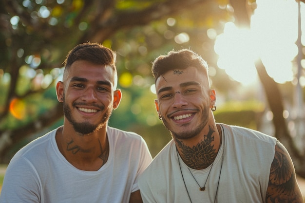 Foto grátis retrato de amigos masculinos compartilhando um momento afetuoso de amizade