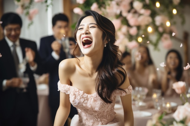 Foto grátis retrato de noiva sorridente no casamento