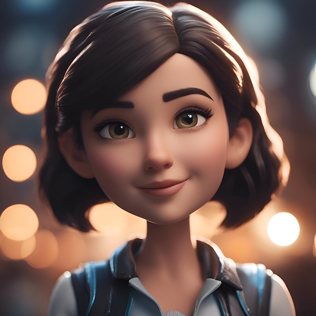 Foto grátis retrato de uma menina bonita com maquiagem no rosto renderização 3d