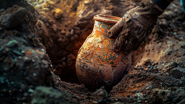 Foto grátis sítio de escavações arqueológicas com restos e descobertas antigas