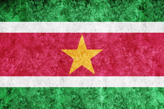 Suriname bandeira metálica, bandeira texturizada, bandeira grunge