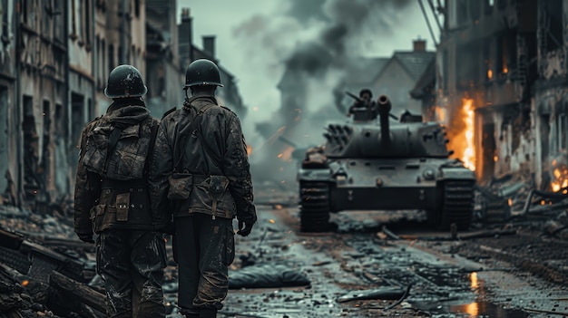 Foto grátis tanque de guerra em estilo escuro